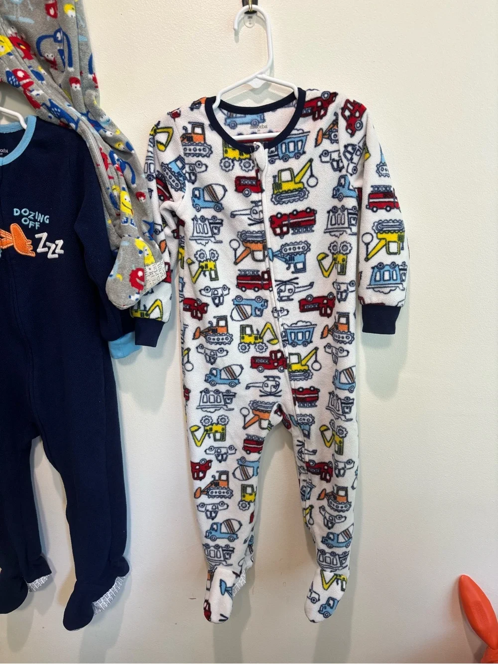 Fleece footie pajamas toddler boy 2T monsters an trucks winter